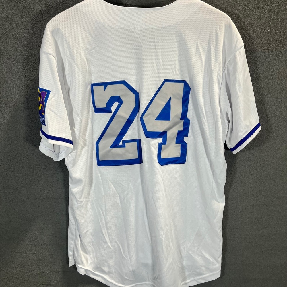 Kobe Bryant Legend Forever Baseball Jersey White Mens Large 8 24 Mamba Tribute - Picture 3 of 5